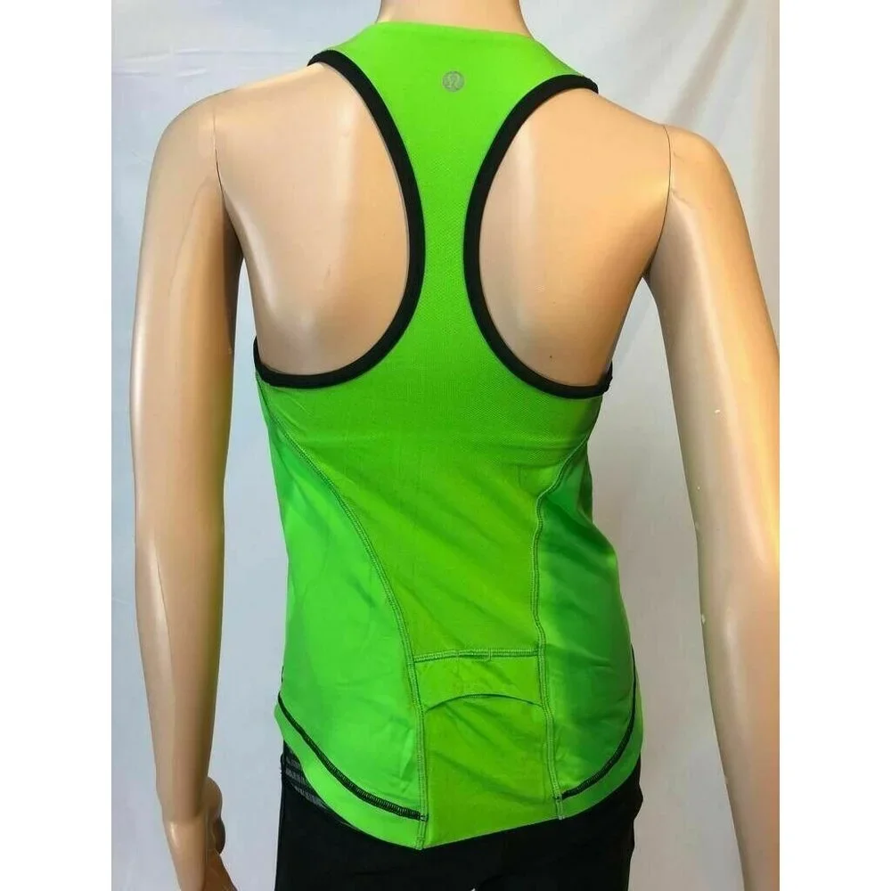 Lululemon Athletica Women's Top Tank Racerback Green & Black  Built-In-Bra - Picture 3 of 7